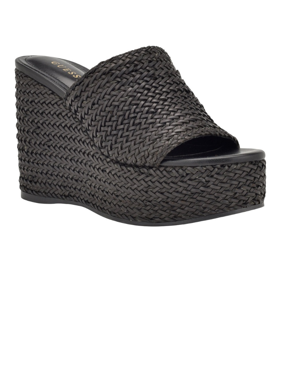 NIB Guess Sz 9.5 Women's Black Yenisa Slide Platform Wedge Sandals Shoes Ret $99